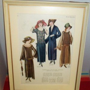 Framed 1920s McCall Quarterly Magazine Pattern Page / DOWNTON ABBEY Dresses
